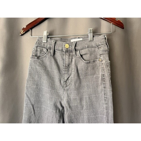 Frame Le Crop Mini Boot Pants Window Pane Plaid Womens Sz 24 Gray Bootcut Crop - Picture 3 of 8